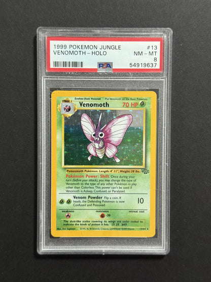 Venomoth 13/64 PSA 8 graded Pokémon card front