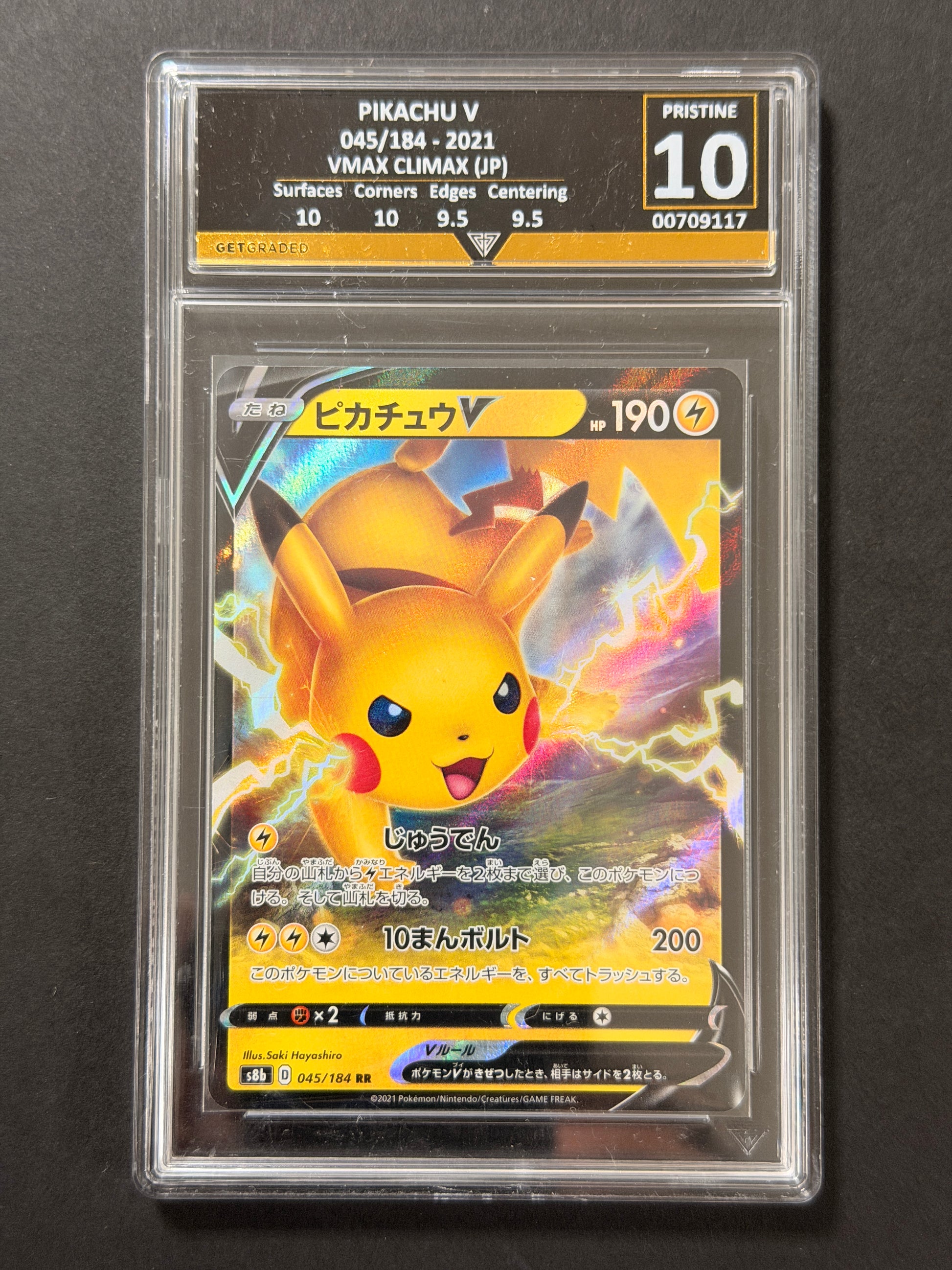 Pikachu V 045/184 GetGraded 10 graded Pokémon card front