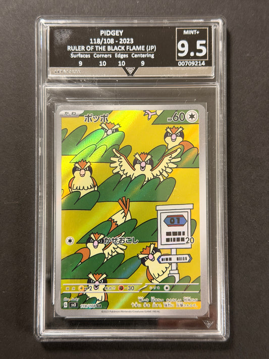 Pidgey 118/108 GetGraded 9.5 graded Pokémon card front