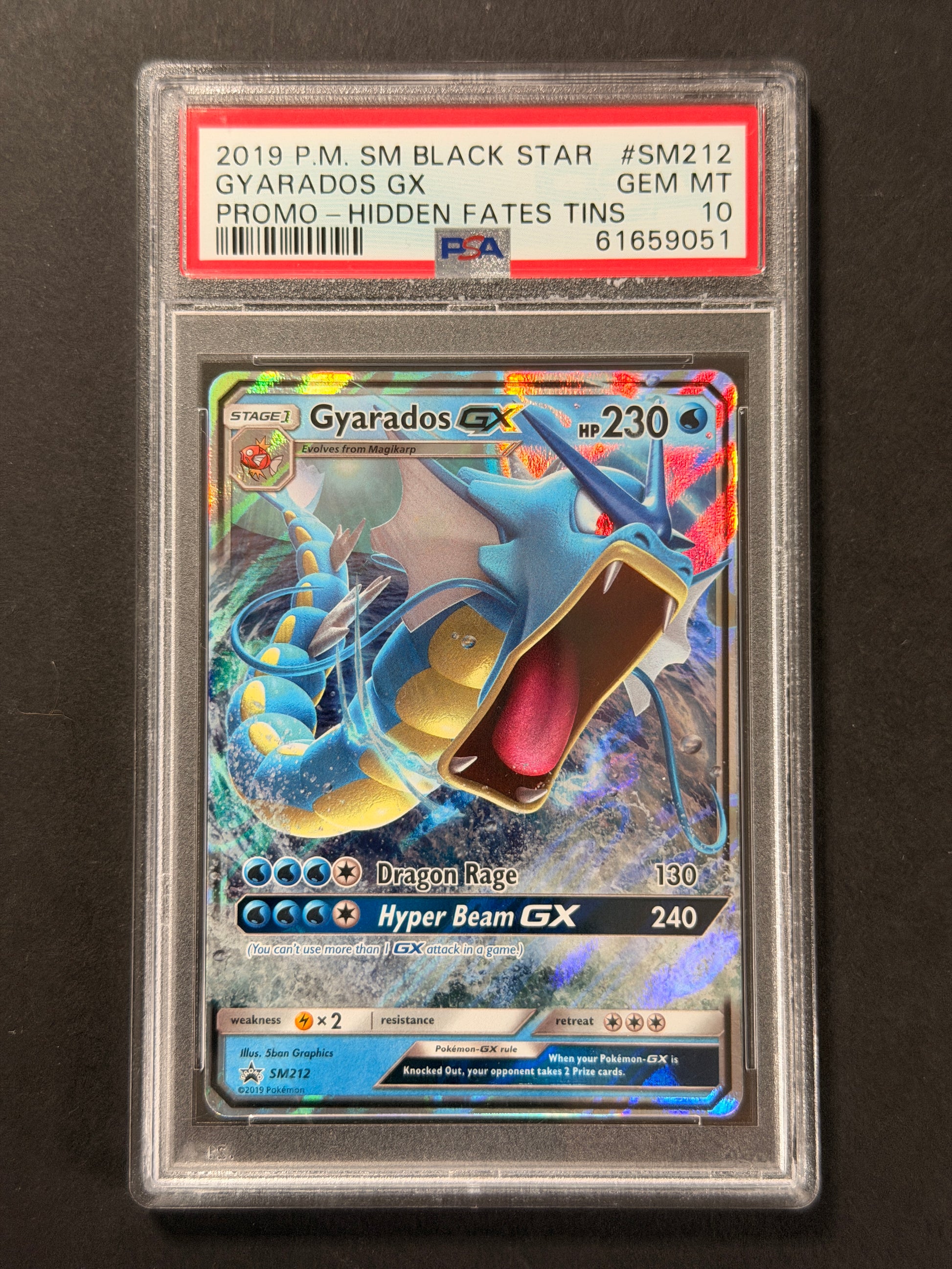 Gyarados GX SM212 PSA 10 graded Pokémon card front