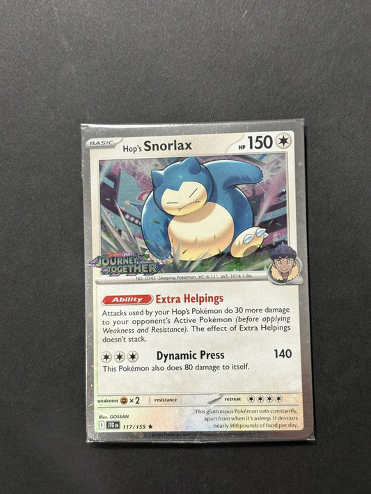 Hop's Snorlax 117/159 Journey Together English Pokémon card front